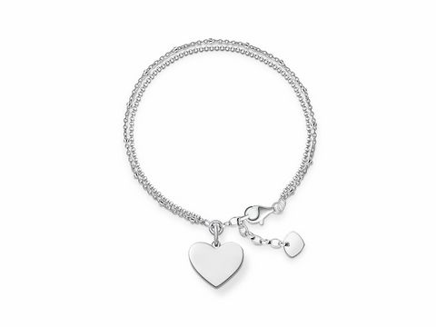Silbernes Armband von Thomas Sabo, Modell LBA0102-001-12-L19,5v, mit Herzen als Anhänger, Länge 19,5 cm, elegantes Design für jeden Anlass.