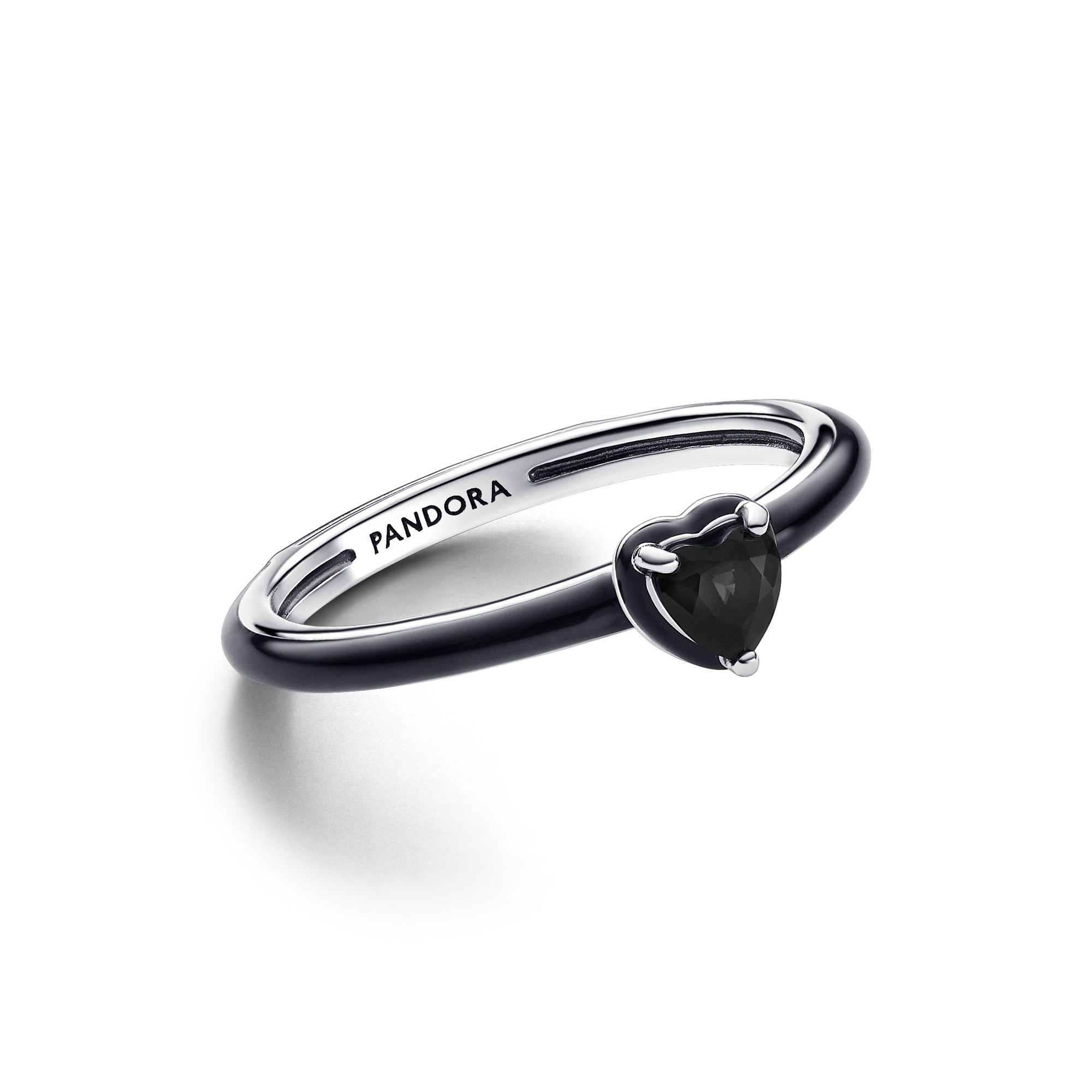 Pandora Me - Schwarzes Chakra Herz - Ring - Sterling Silber - handg. Kristall Schwarz Ansicht 2 – Ansicht 2