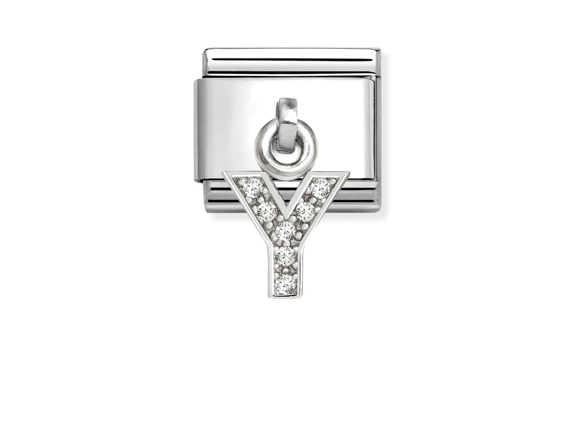 Classic Sterling Silber charm in Form des Buchstabens Y, besetzt mit Zirkonia, glänzendes Design, ideal für persönliche Schmuckkollektionen, Hersteller Pandora, Neuheiten.