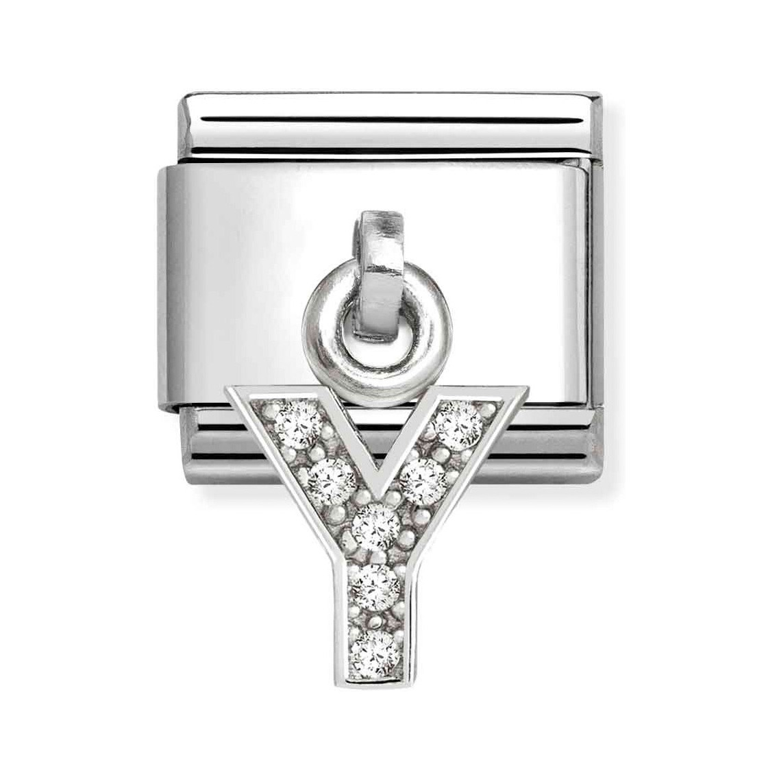Classic Sterling Silber charm in Form des Buchstabens Y, besetzt mit Zirkonia, glänzendes Design, ideal für persönliche Schmuckkollektionen, Hersteller Pandora, Neuheiten.