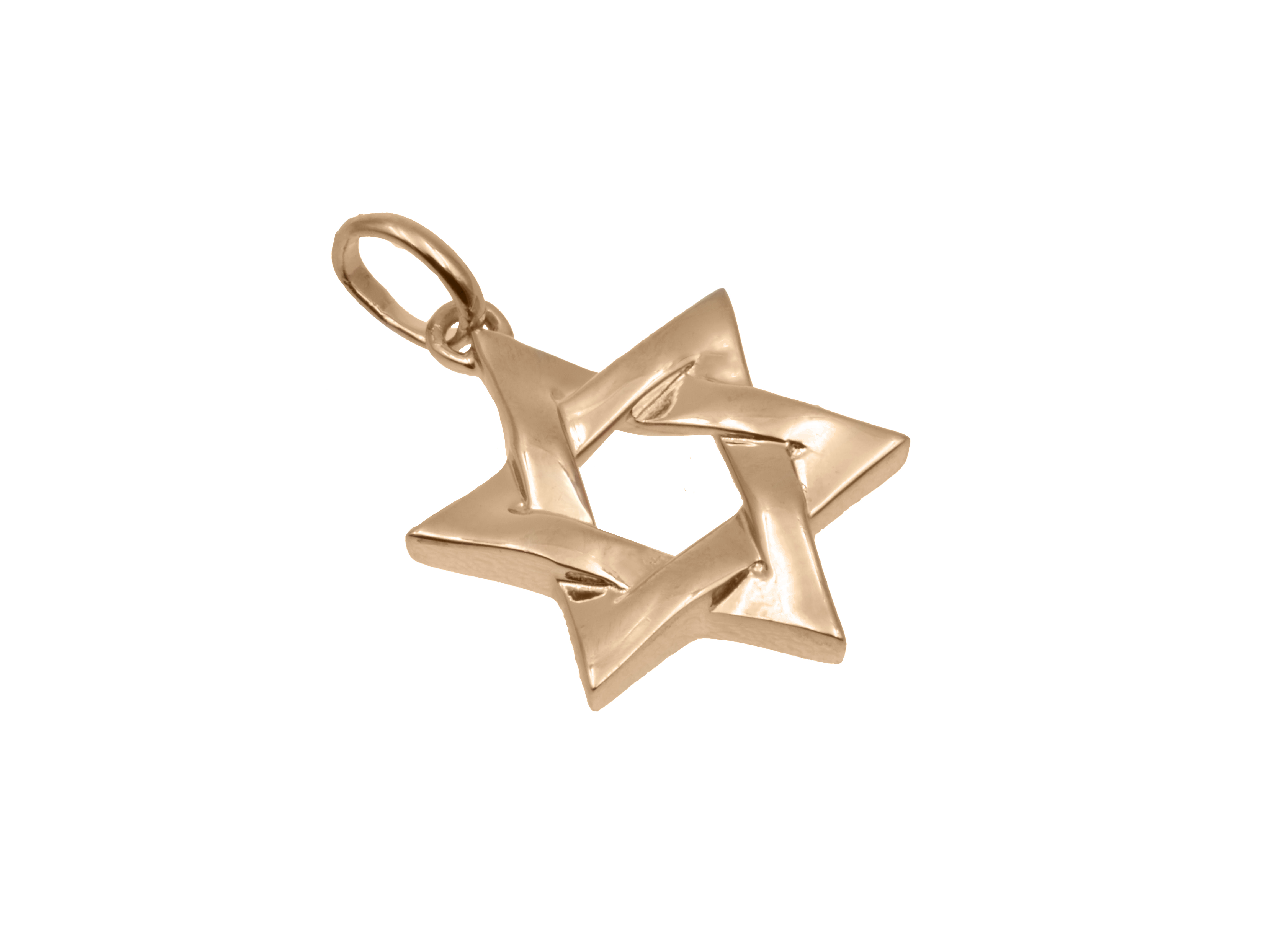 Anhänger in Form eines Davidsterns aus Sterling Silber mit Roségold Vergoldung, Durchmesser 18 mm, neu von Juwelier Harnisch, elegantes Design für besondere Anlässe.