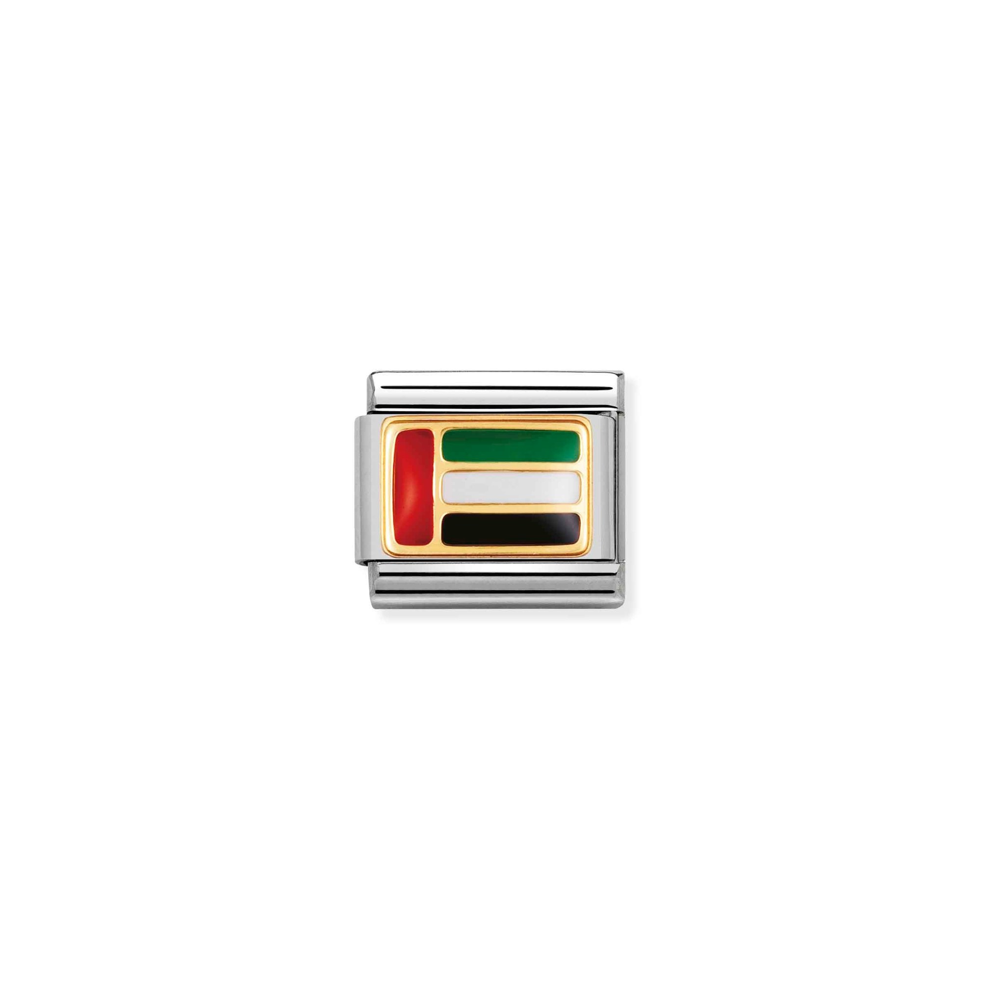 Nomination Composable Classic Charm Flagge Arabische Emirate - Edelstahl, Gold 750 Gelbgold, Emaille