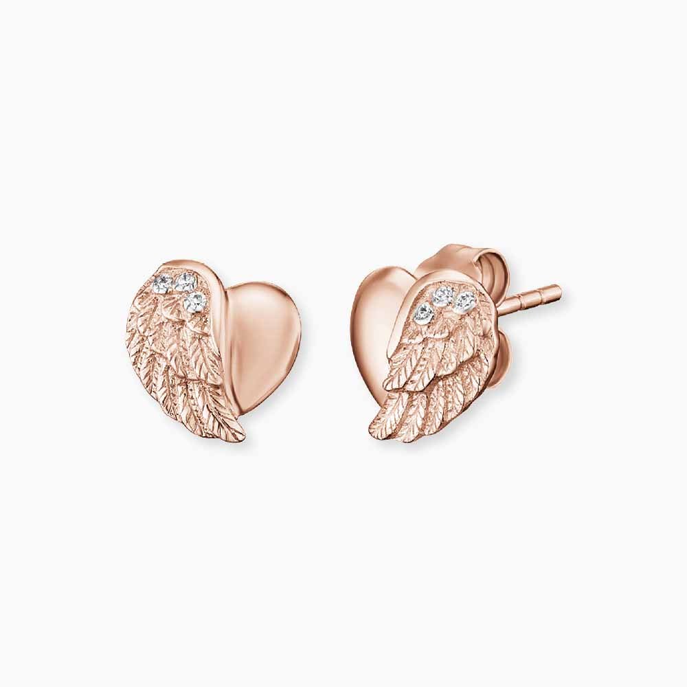 Engelsrufer LILHEARTWING Ohrstecker Herzflügel - mit Zirkonia Roségold vergoldet auf Silber – Ansicht 2