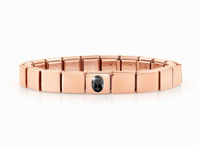 423910415-0 Edelstahl Armband in Roségold mit Schwarz Zirkonia, Nomination Classic GLAM Modell, sportlich elegantes Design, ideal für jeden Anlass und jedes Outfit.