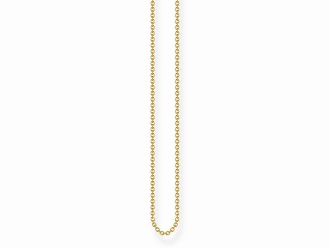 Feine Ankerkette aus Silber mit Gelbgold-Vergoldung von Thomas Sabo, 38 bis 42 cm lang, ohne Anhänger, elegantes Design für vielseitige Trageoptionen.