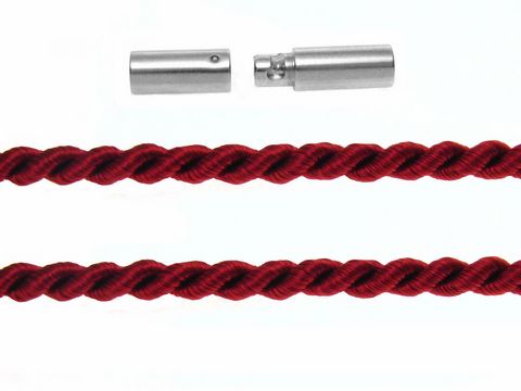 Kordel gedreht 38 cm weinrot aus 3 mm Edelstahl Bajonett von Juwelier Harnisch mit bauteil für einfache Befestigung und stilvolles Design.