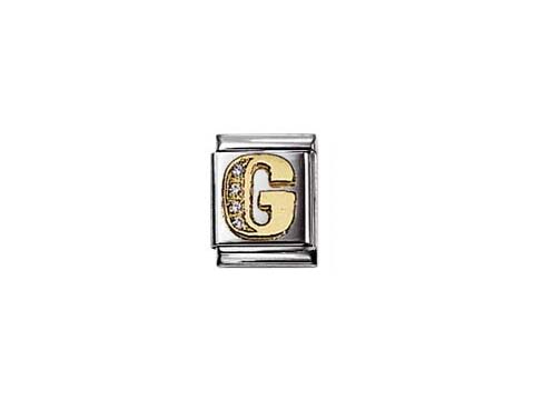 NOMINATION Big Buchstabe G 032301 07, Hersteller: Nomination, Buchstaben Zirkonia, außergewöhnlicher Buchstabe G in gold und silber mit funkelnden Zirkonia verziert.
