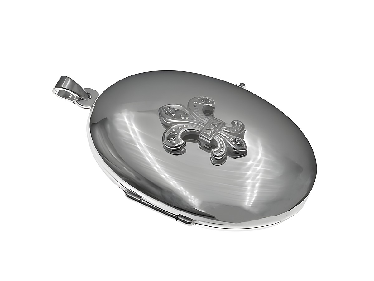 Silber Medaillon oval atemberaubend schön mit Zirkonia von Juwelier Harnisch, elegant designt mit einem filigranen Ornament auf der Vorderseite, ideal als hochwertiges Schmuckstück.