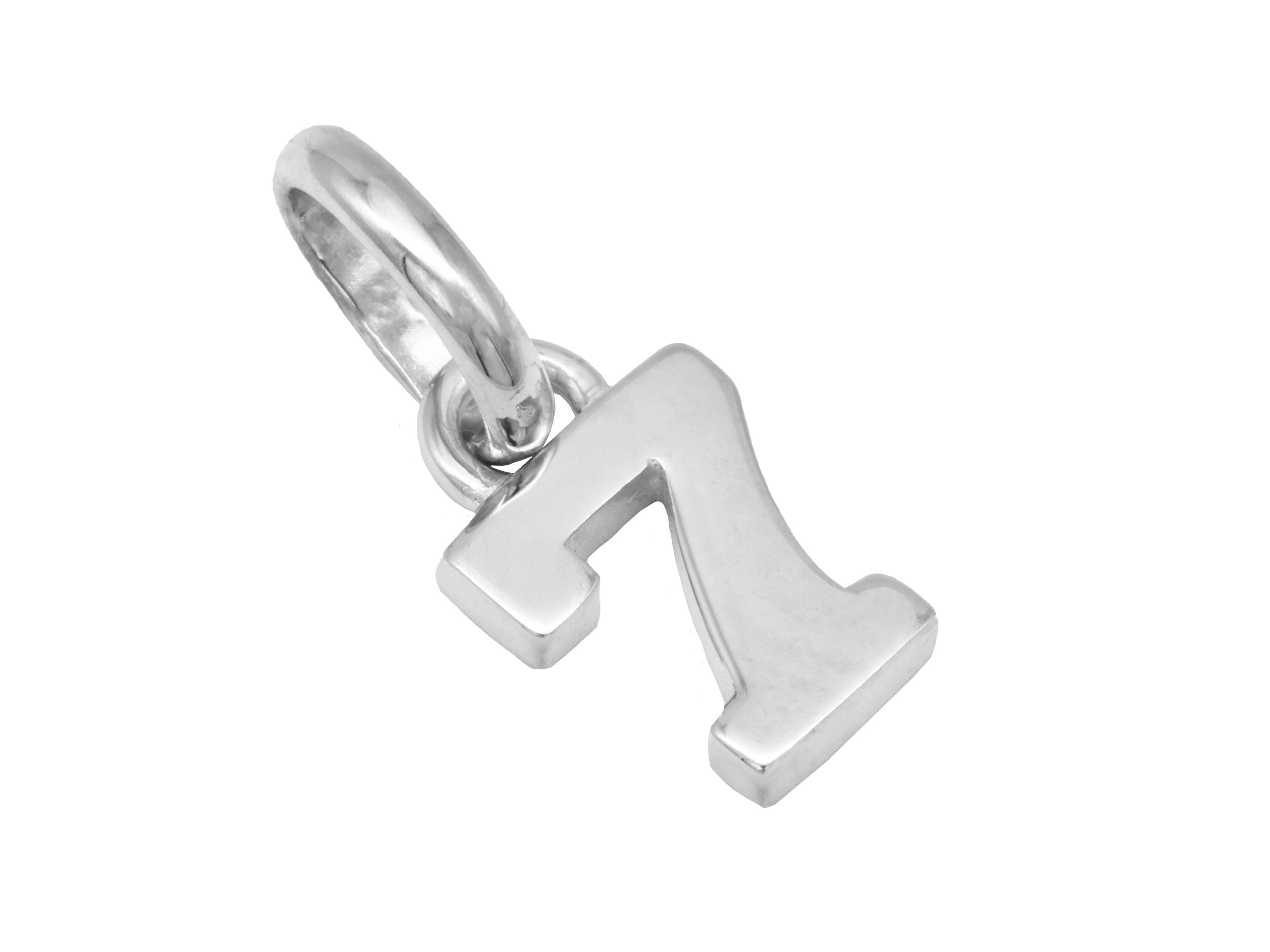 Gold Anhänger Zahl 7 aus 585 Weißgold, poliert, symbolisiert Glückszahlen und ist ein Produkt des Juweliers Harnisch, ideal als Schmuckstück oder Geschenk.