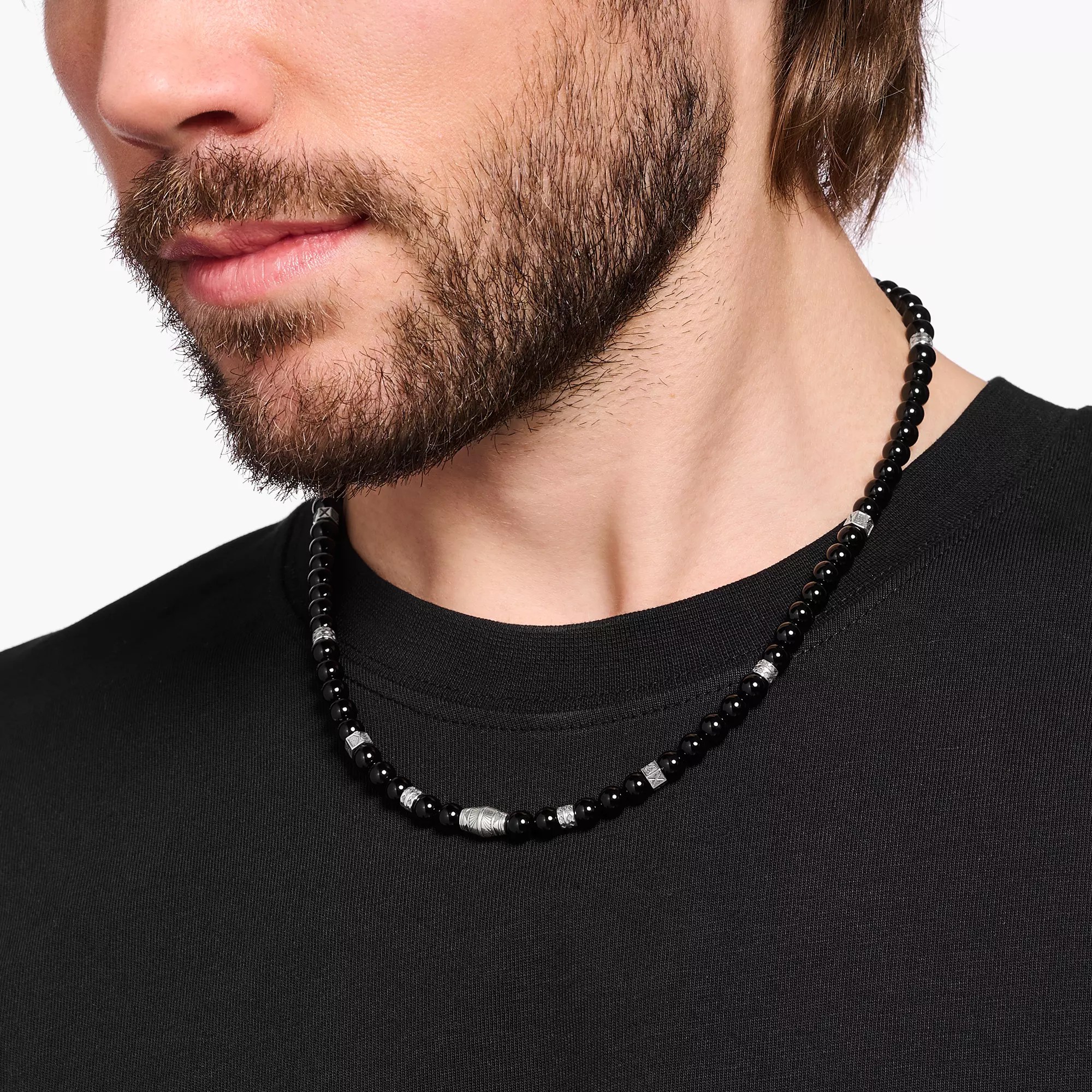 Thomas Sabo Kette - Silber geschw. + Achat - schwarz - 50 cm – Ansicht 2