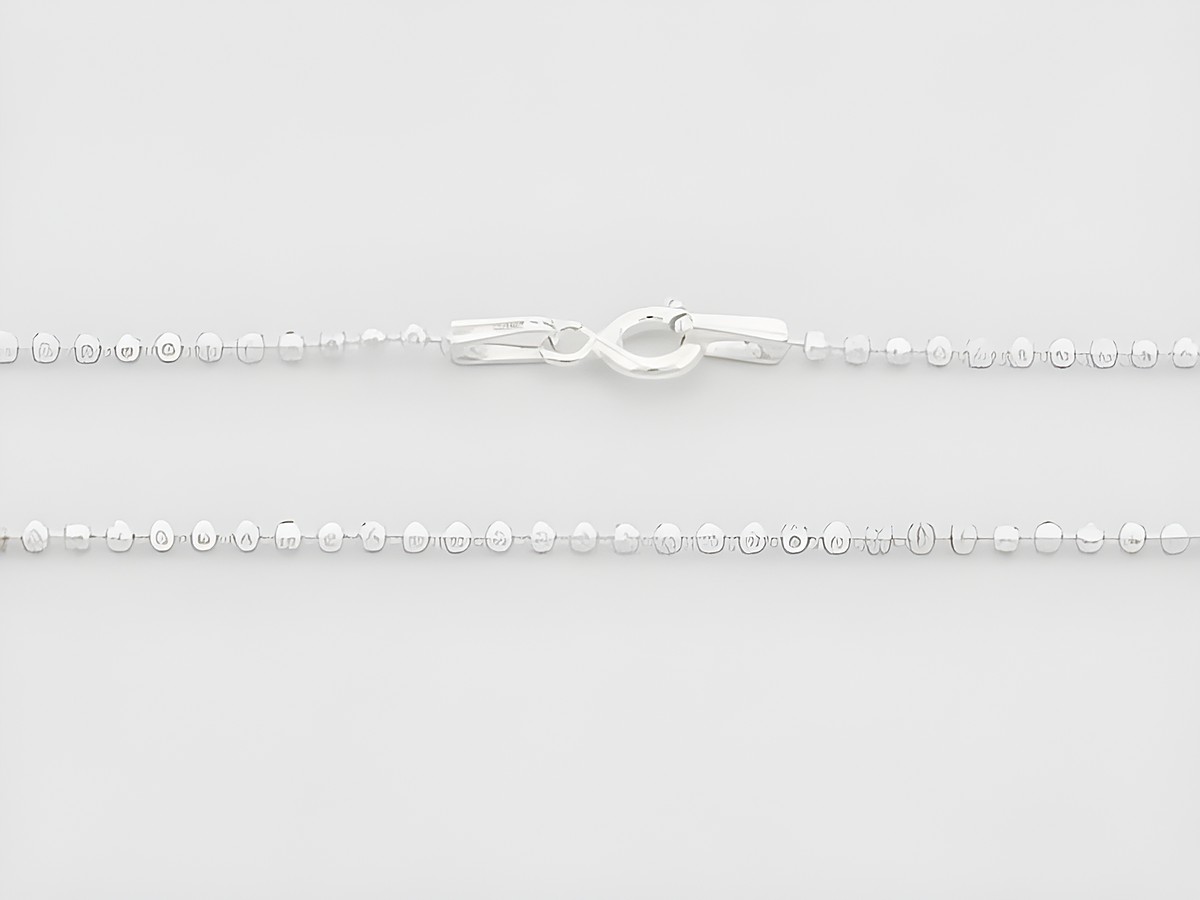 Kugelkette diamantiert aus Sterling Silber mit einer Länge von 39,5 cm und einer Kugelgröße von 1,5 x 1,5 mm, Hersteller Juwelier Harnisch, ideal für Schmuckliebhaber.