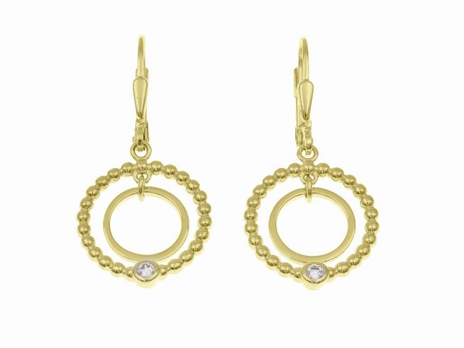 Ohrhänger Duo Ringe aus Sterling Silber mit Gelbgold Vergoldung, elegant gestaltet mit einem Stein, perfekt für jeden Anlass, hergestellt von Juwelier Harnisch.