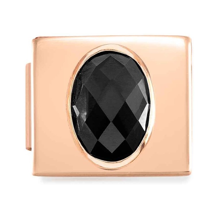 Nomination Classic GLAM Link Zirkonia FACETED steel Roségold - SCHWARZ Zirkonia