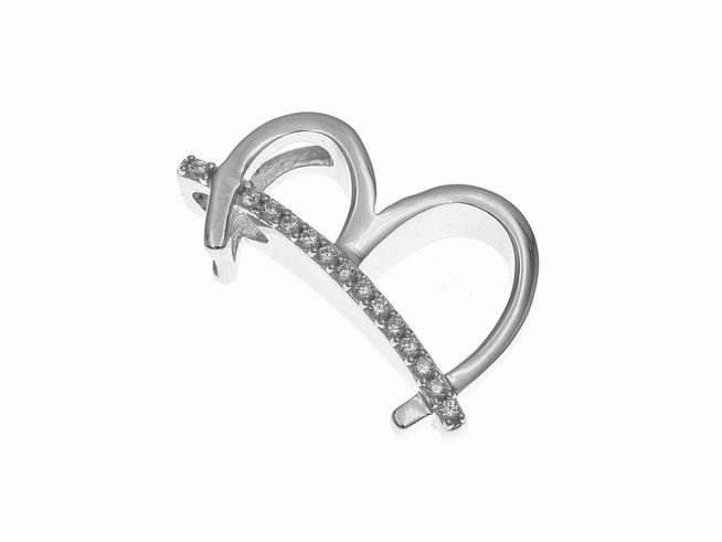 Anhänger aus poliertem Sterling Silber in Form des Buchstabens B, verziert mit Zirkonia, Hersteller Juwelier Harnisch. Ideal als persönliches Schmuckstück oder Geschenk.