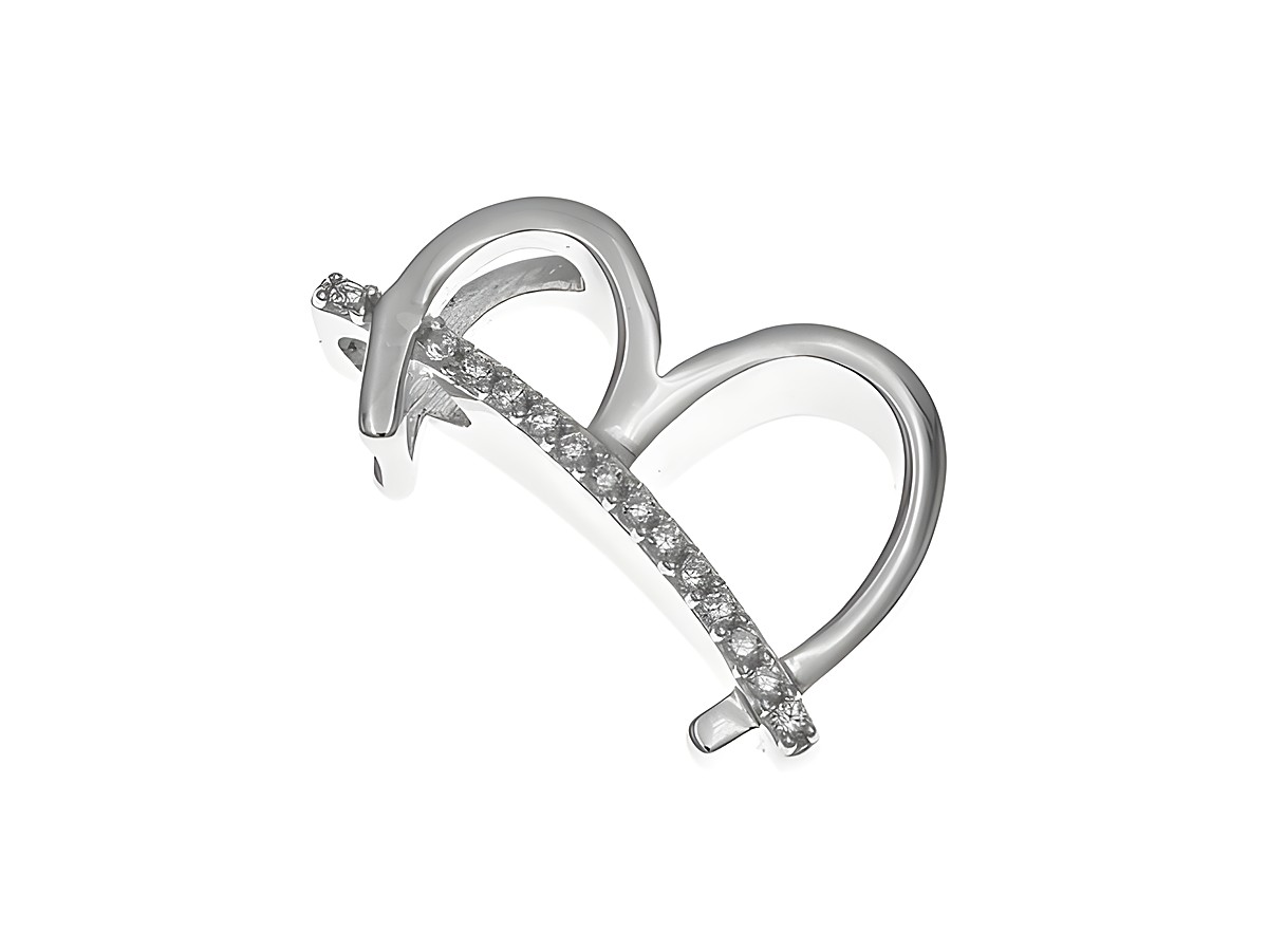 Anhänger aus poliertem Sterling Silber in Form des Buchstabens B, verziert mit Zirkonia, Hersteller Juwelier Harnisch. Ideal als persönliches Schmuckstück oder Geschenk.