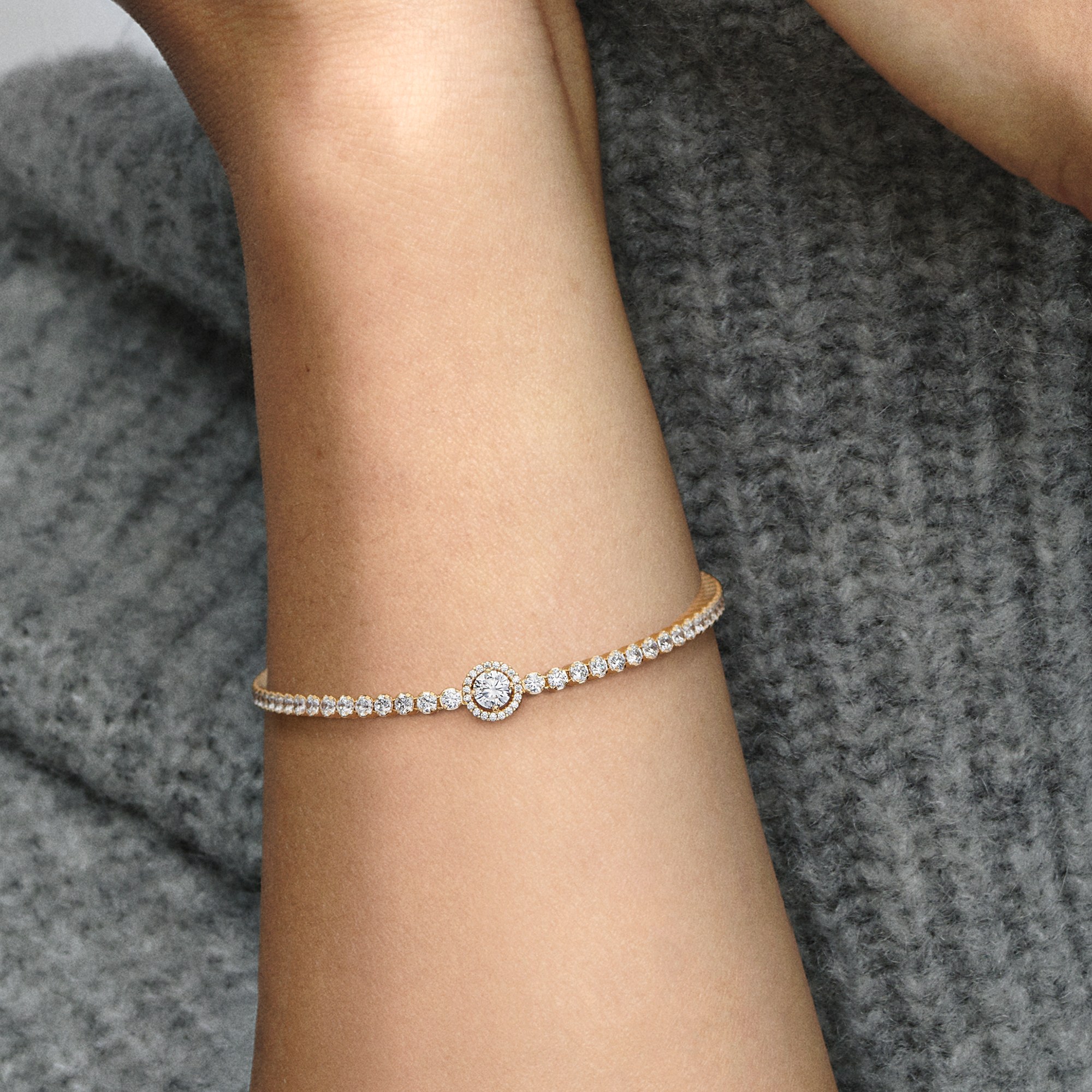 Pandora Armband - funkelnder Kranz Tennisarmband - Gelbgold Verg. - Zirkonia - Klar – Ansicht 4