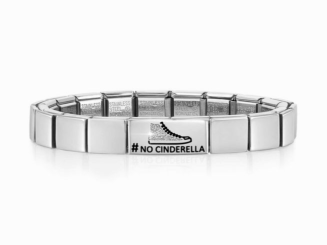 Nomination Classic GLAM Armband Edelstahl Silber - 239101 20 - Double Link No Cinderella, Gestaltung aus hochwertigem Edelstahl mit Herrensneaker-Motiv und edlem glänzenden Finish.