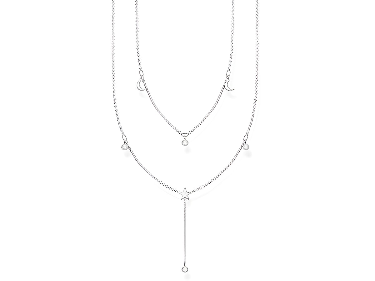 Y-Ketten im Layering-Look aus der Thomas Sabo Charming Collection in Silber, mit feinen Gliederketten und dekorativen Elementen, Länge variabel von 40 bis 45 cm.