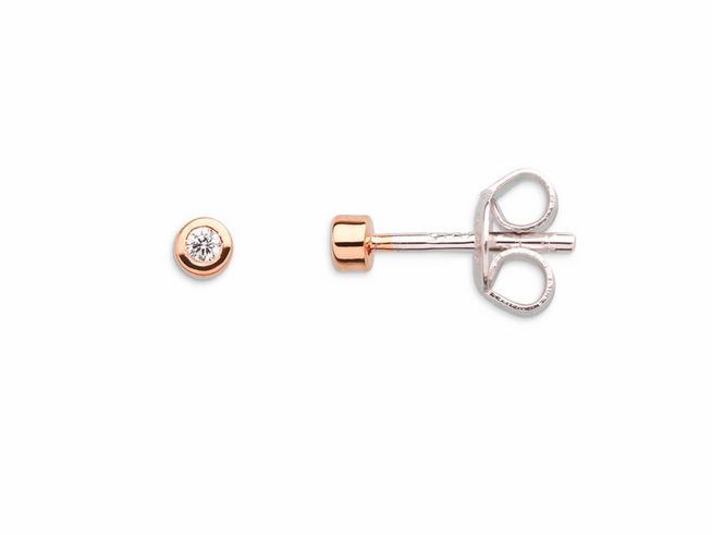 Xenox Sterling Silber Ohrringe XS3513RN ZARGE ROSÈ in Roségold vergoldet, filigrane Zarge mit einem funkelnden Stein, elegant und zeitlos, ideal für jeden Anlass.