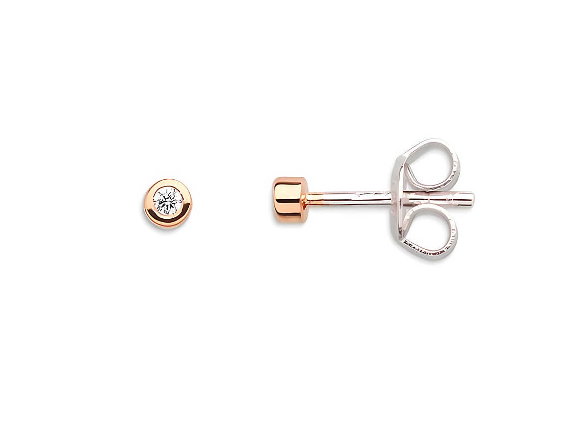 Xenox Sterling Silber Ohrringe XS3513RN ZARGE ROSÈ in Roségold vergoldet, filigrane Zarge mit einem funkelnden Stein, elegant und zeitlos, ideal für jeden Anlass.