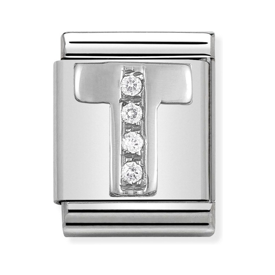 Nomination Composable Big Charm Buchstabe T - Silber 925, Zirkonia