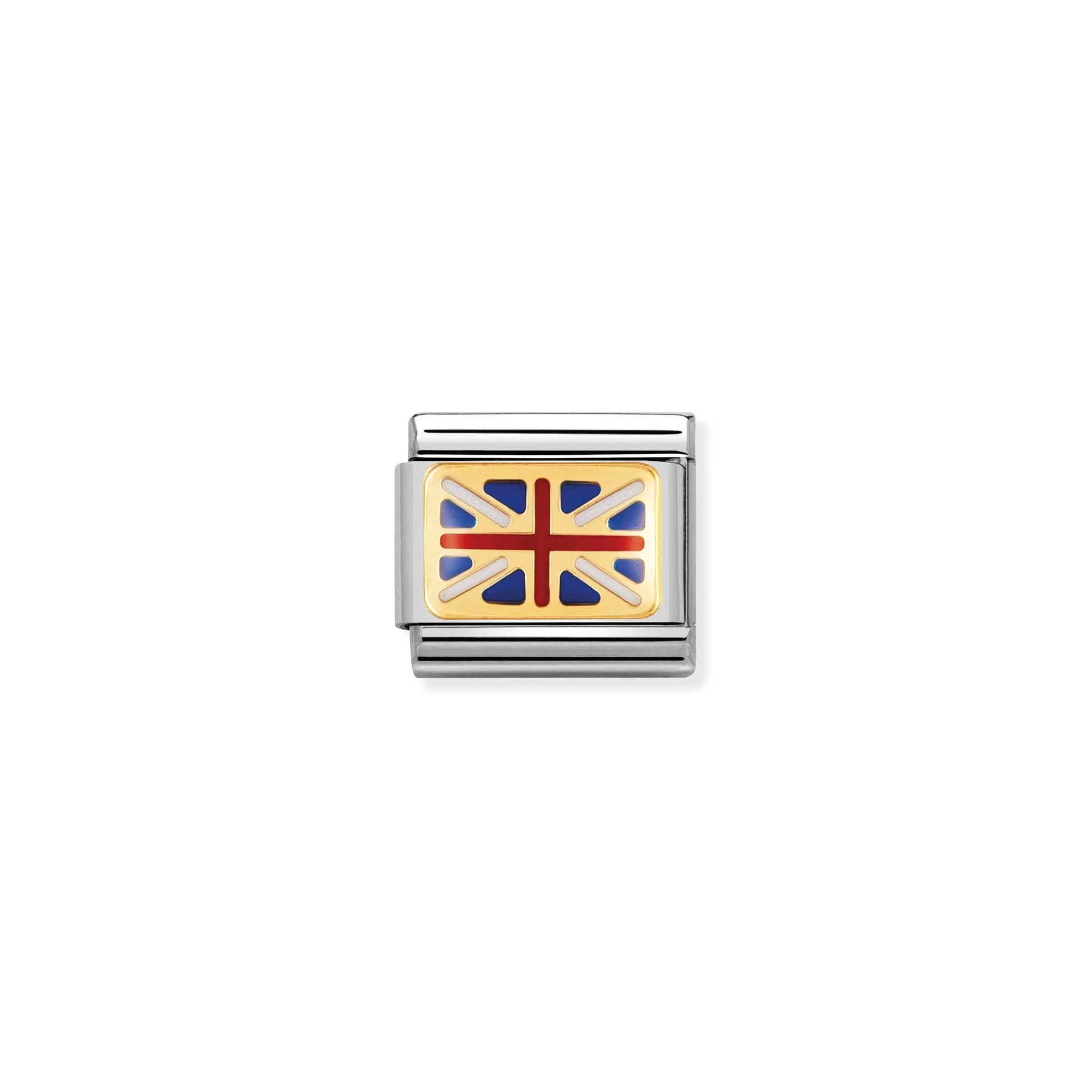 Nomination Composable Classic Charm Flagge Großbritannien - Edelstahl, Gold 750 Gelbgold, Emaille