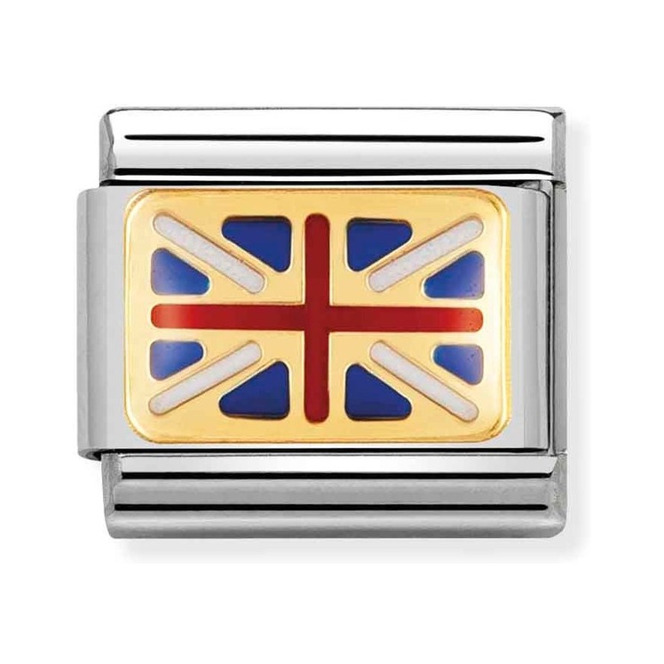 Nomination Composable Classic Charm Flagge Großbritannien - Edelstahl, Gold 750 Gelbgold, Emaille
