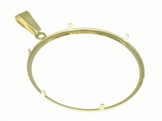 Münzfassung Anhänger schlicht aus 585 Gold für Münzen bis 36 mm Durchmesser, hergestellt von Juwelier Harnisch, ideal für die Präsentation wertvoller Münzen.