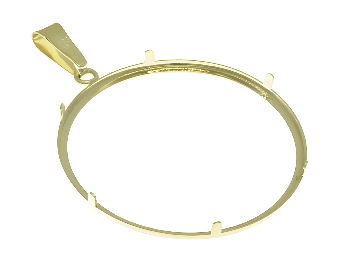 Münzfassung Anhänger schlicht aus 585 Gold für Münzen bis 36 mm Durchmesser, hergestellt von Juwelier Harnisch, ideal für die Präsentation wertvoller Münzen. – Ansicht 2