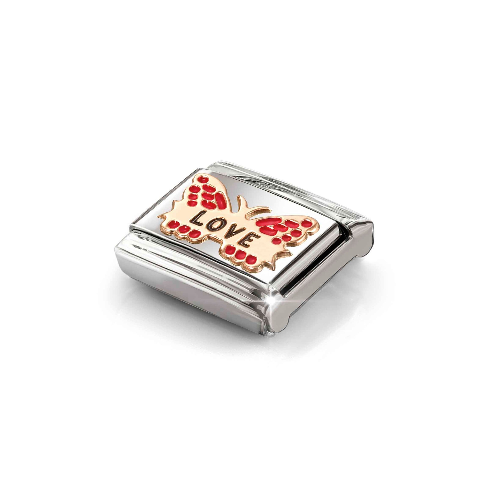 Nomination Composable Classic Charm Schmetterling LOVE rot - Edelstahl, roségoldfarben, Emaille – Ansicht 4