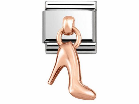 443180007-0 Edelstahl Anhänger in Roségold Form eines Schuhs, elegant und modern gestaltet, passend für die Nomination Classic Charms Kollektion, ideal für stilvollen Schmuck.