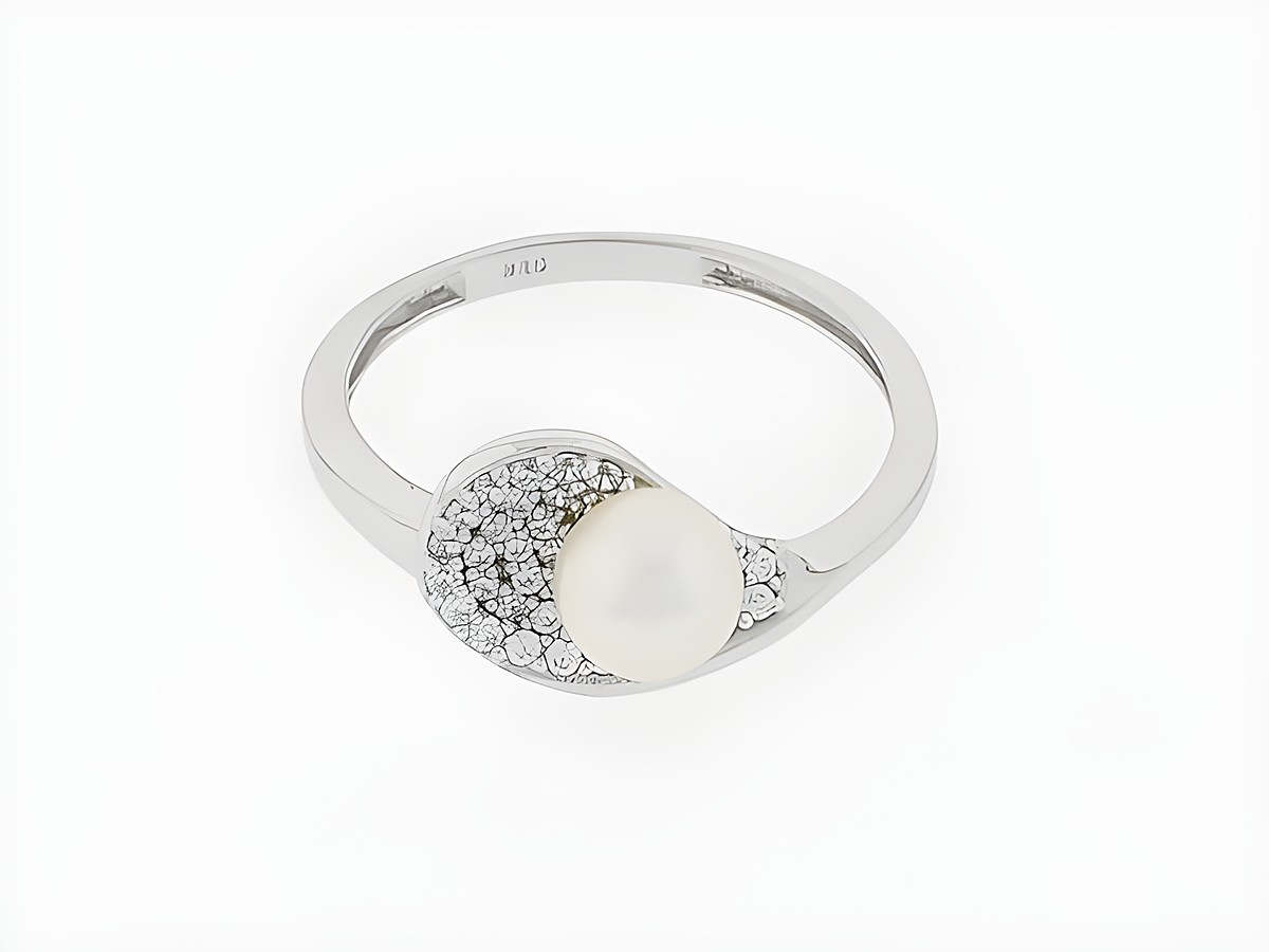 Silber rhodiniert Ring in Größe 58 mit edler Süßwasser Zuchtperle und Zirkonia, funkelndes Design, Hersteller Juwelier Harnisch, geeignet bis Größe 58.
