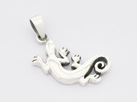 Edelstahl Anhänger in Form einer Echse aus Sterling Silber, schlicht gestaltet, Hersteller Juwelier Harnisch, ideal für Tierliebhaber.