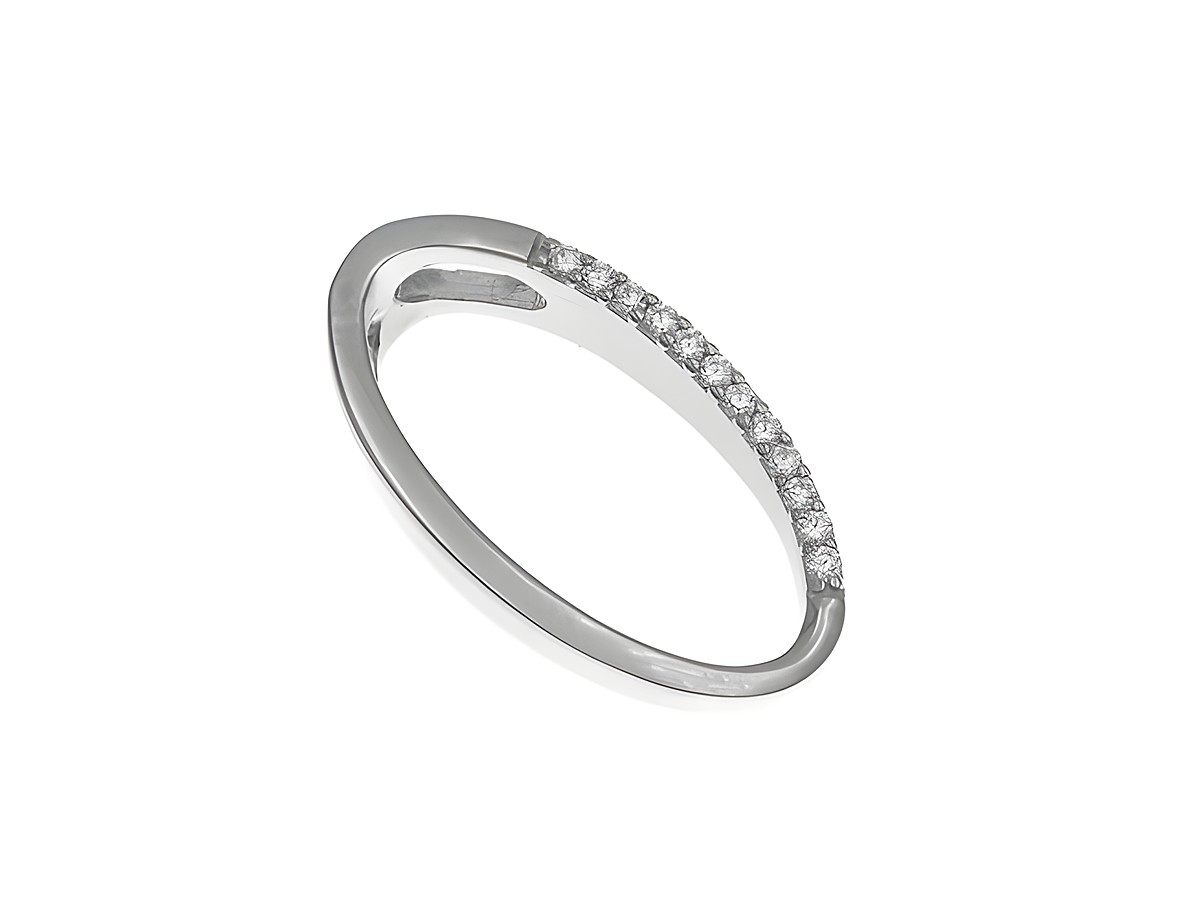 Anhänger aus hochwertigem rhodiniertem Sterling Silber in Form des Buchstabens O, poliert und mit Zirkonia verziert, Hersteller Juwelier Harnisch.