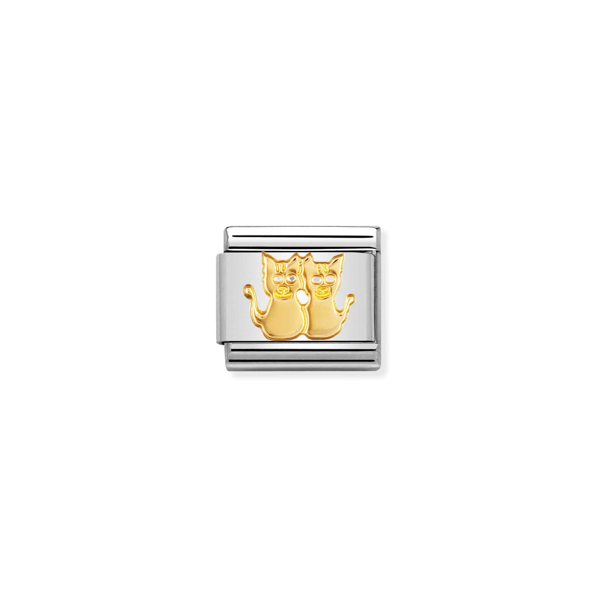 Nomination Composable Classic Charm Katzen - Edelstahl, Gelbgold