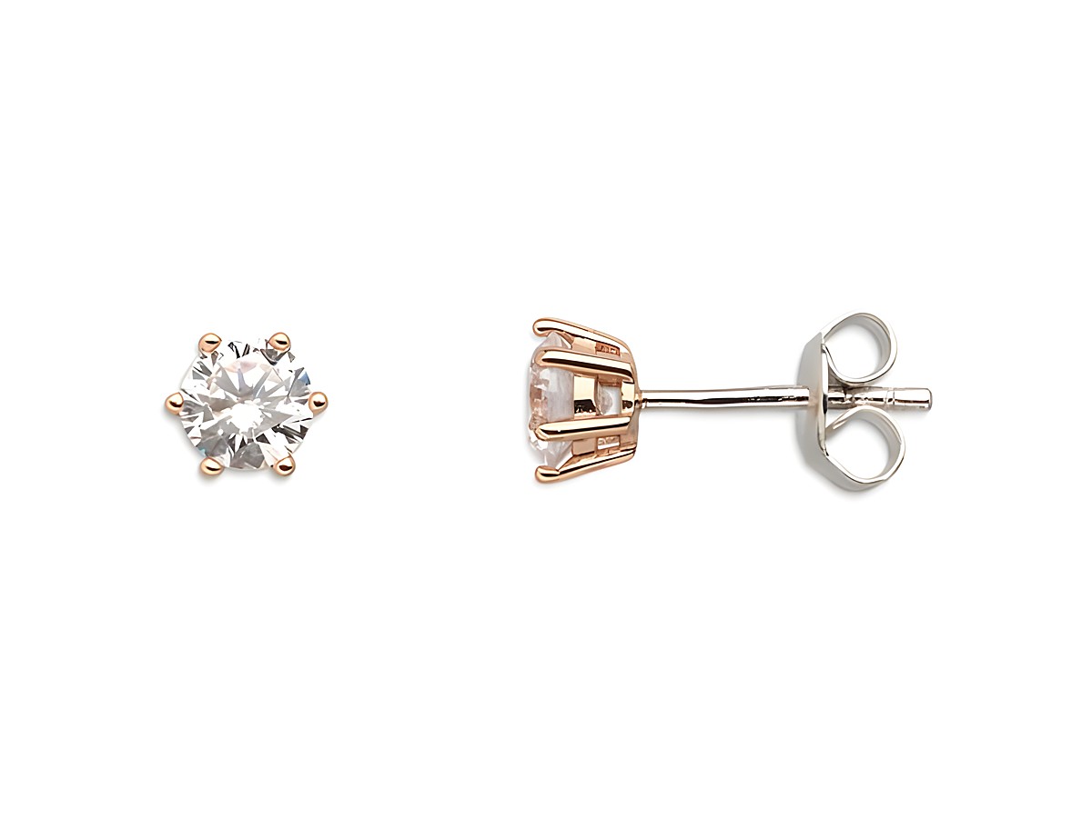 Xenox Sterling Silber Ohrringe XS7213R in Krappe Rosè, Roségold Vergoldung, mit funkelndem Stein, elegant und stilvoll für den Alltag oder besondere Anlässe, Hersteller Xenox.