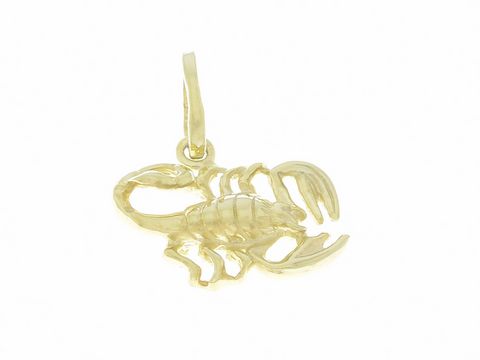 Skorpion Anhänger aus poliertem Gold als Geschenkidee, Hersteller Juwelier Harnisch, passend für das Sternzeichen Skorpion. Elegantes Design für Schmuckliebhaber.