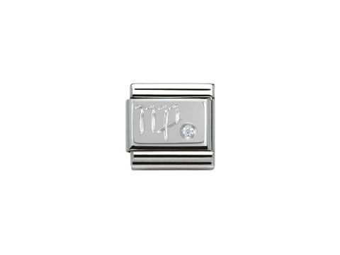 Sternzeichen Jungfrau Charm aus Silber mit Zirkonia von Nomination zeigt das Jungfrau-Symbol und ist ein elegantes Schmuckstück für jeden Anlass.