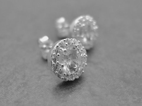 Ohrringe rund aus Sterling Silber in elegantem Weiß mit Zirkonia, Hersteller Juwelier Harnisch, perfekt für jeden Anlass und verleihen jedem Outfit einen Hauch von Glamour.