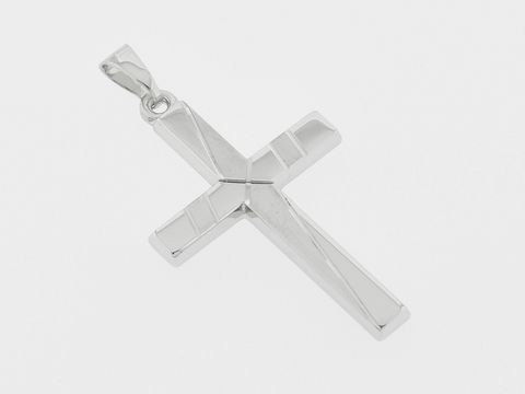 Kreuz Silber Anhänger edel teilmattiert rhod diamantiert von Juwelier Harnisch mit Muster, eine elegante Kombination aus stilvollem Design und hochwertiger Verarbeitung.