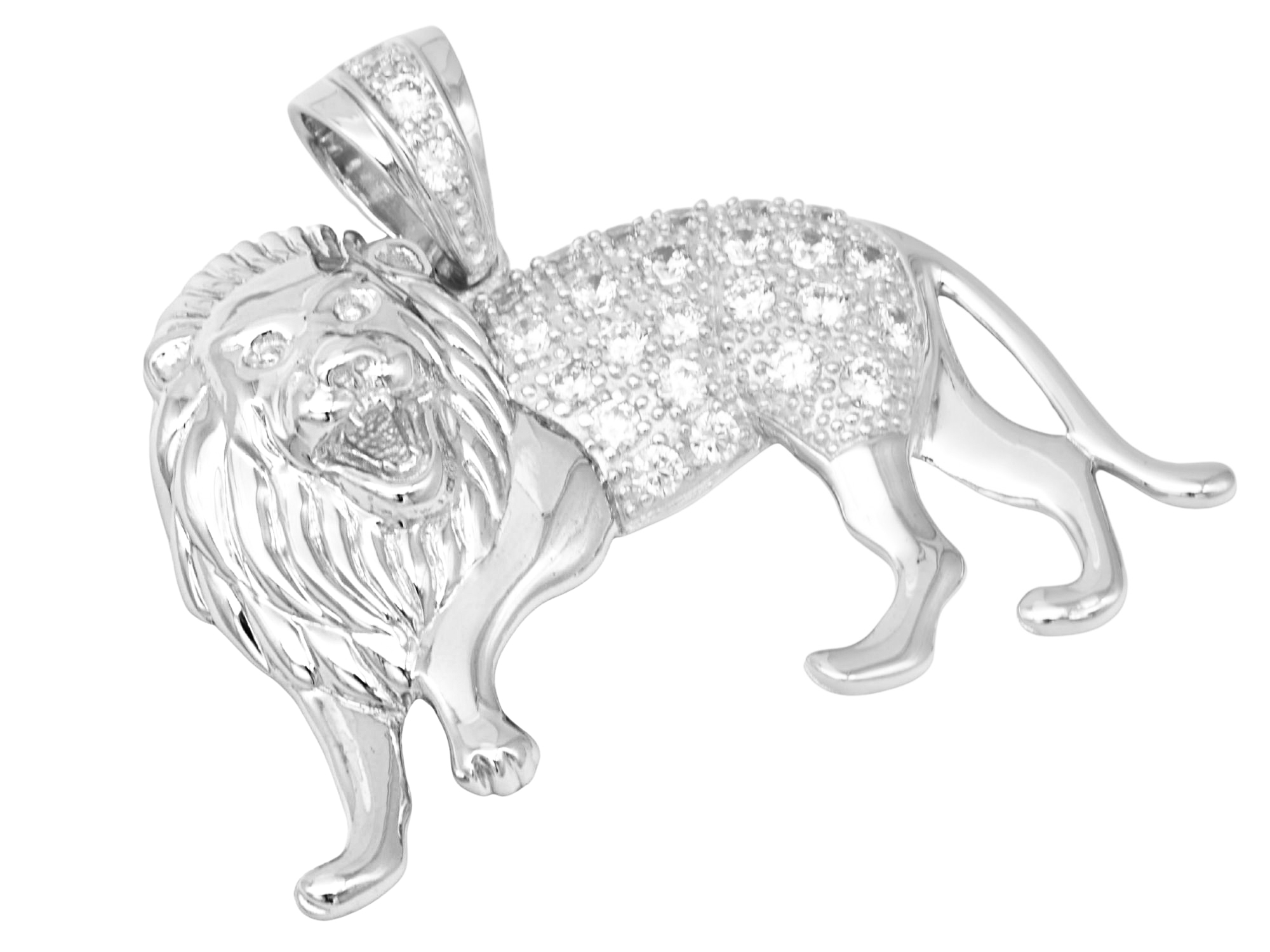 Anhänger Löwe Prächtig - Sterling Silber 925 - poliert - Zirkonia Weiß