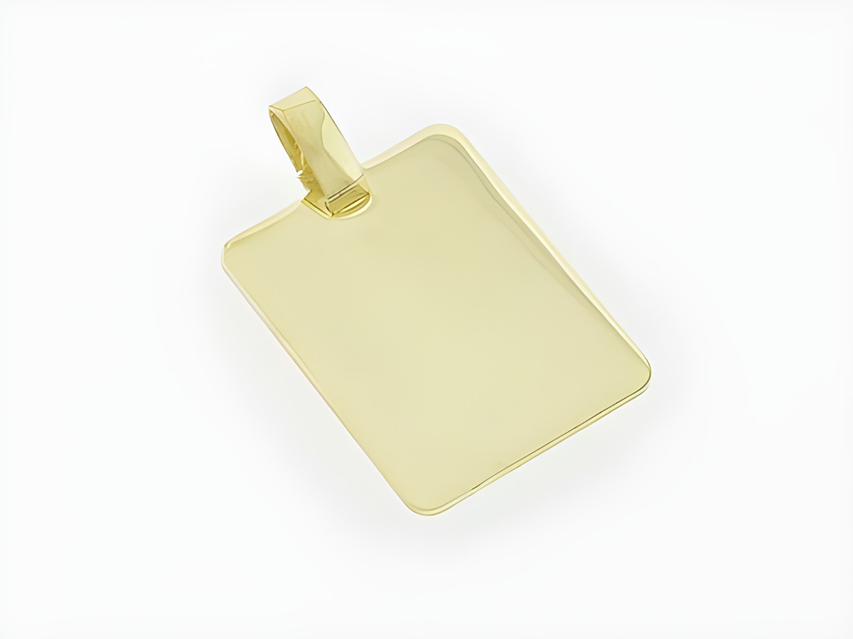 Rechteck Silber Gravurplatte schlicht teilmattiert vergoldet, Hersteller Juwelier Harnisch, elegantes Design für individuelle Gravuren, ideal als persönliches Geschenk oder Schmuckstück.