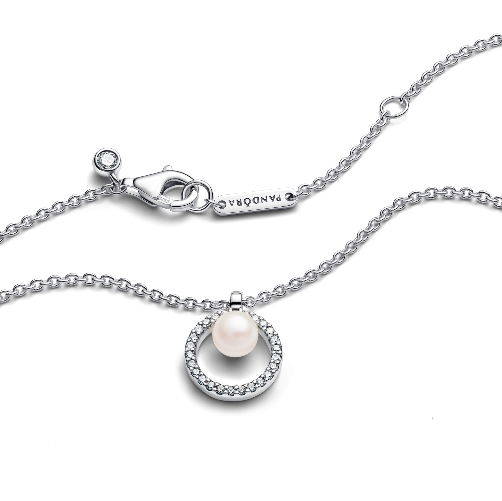 Pandora Zuchtperle & Pavé Collier-Halskette - Silber - Steinmix Weiß - 45 cm – Ansicht 5