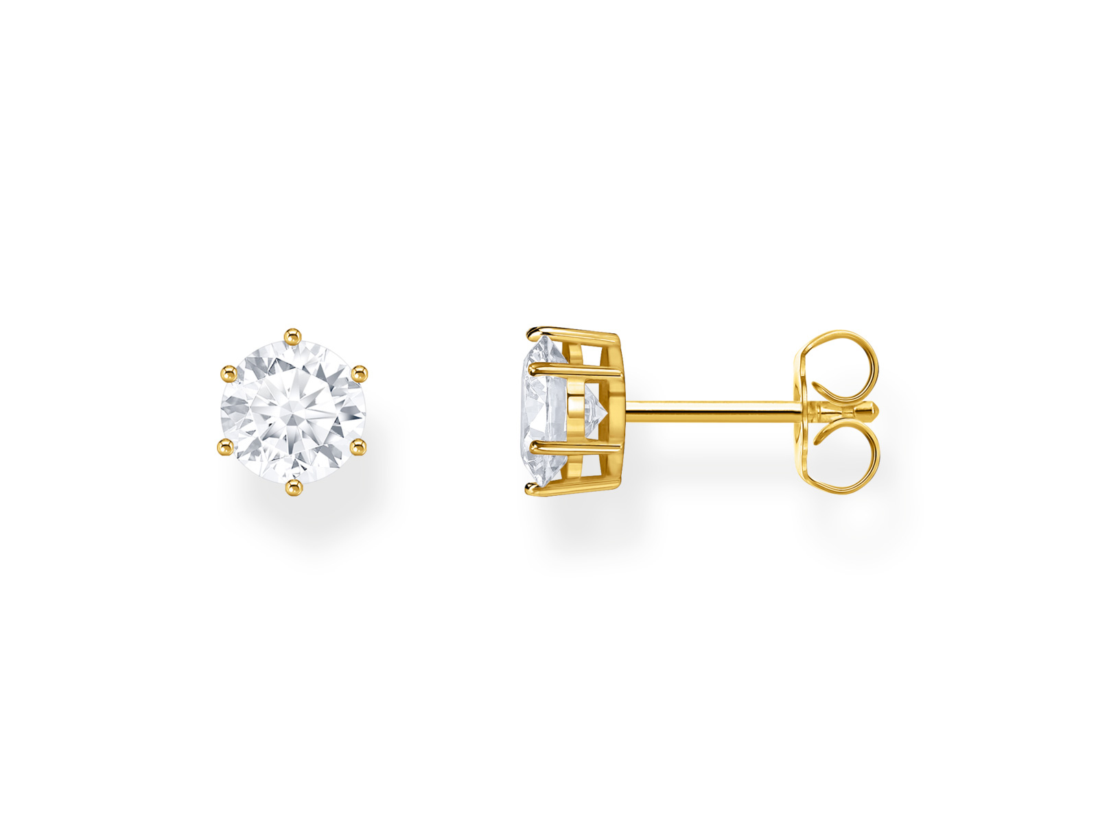 Thomas Sabo Orecchini A Bottone In Argento 925 Placcato Oro Con Zirconia – Eleganti E Luminosi, H2301-414-14