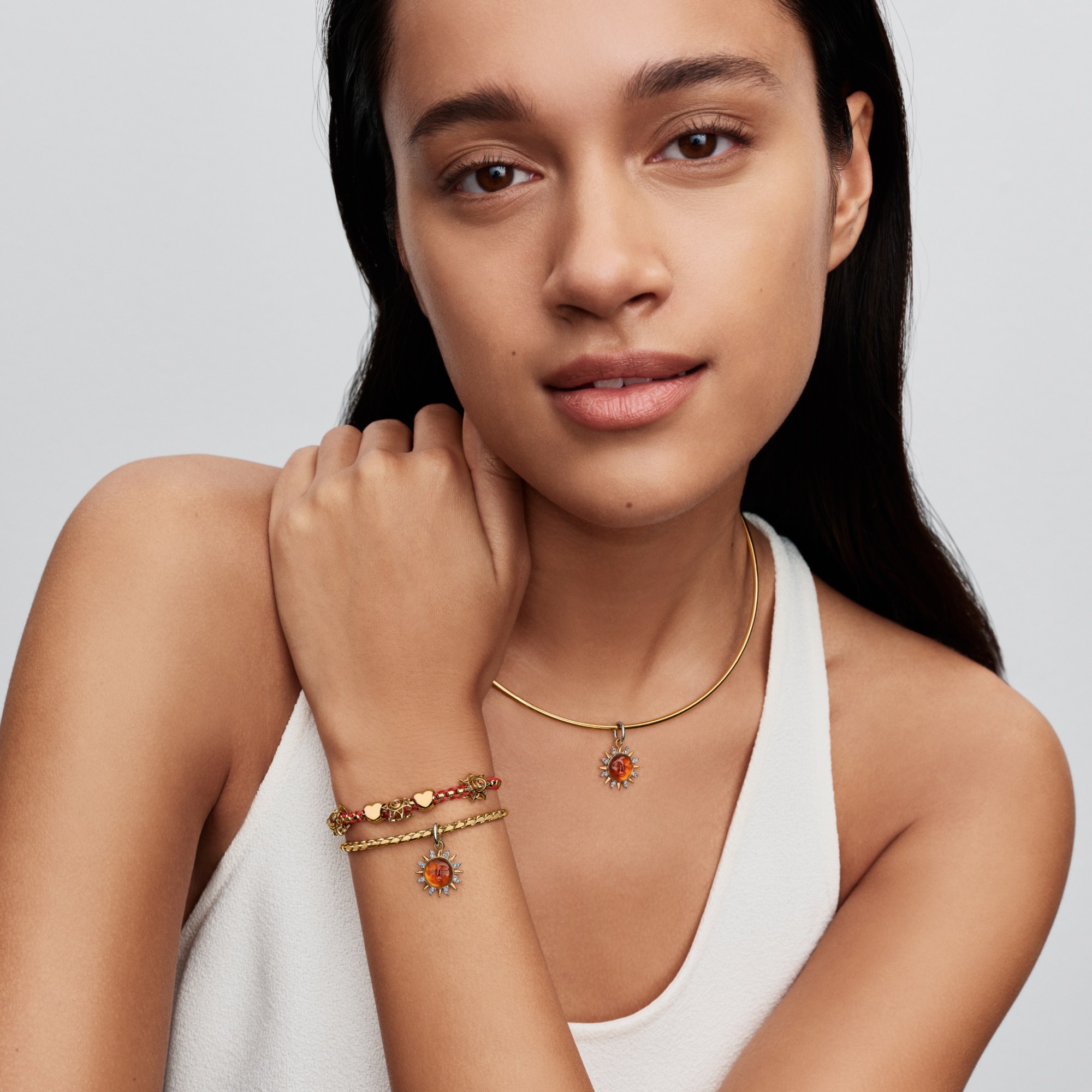 Pandora Sonnen-Openwork-Charm synth. Kristall - Orange - Gelbgold Vergoldung – Ansicht 4