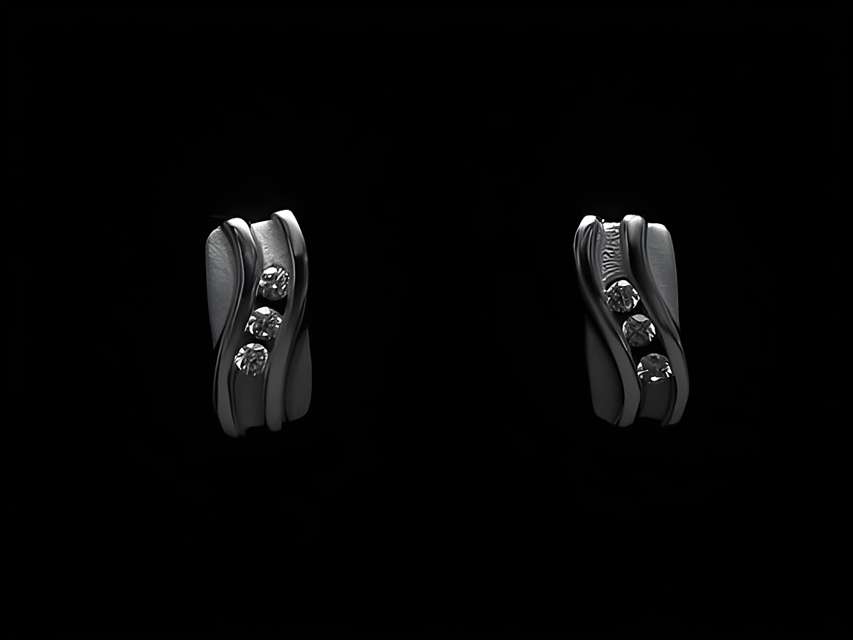 Ohrringe DESIGN 925 Sterling Silber rhodiniert mit eleganten Zirkonia-Steinen, Hersteller Juwelier Harnisch, stilvolles und zeitloses Schmuckstück für besondere Anlässe.