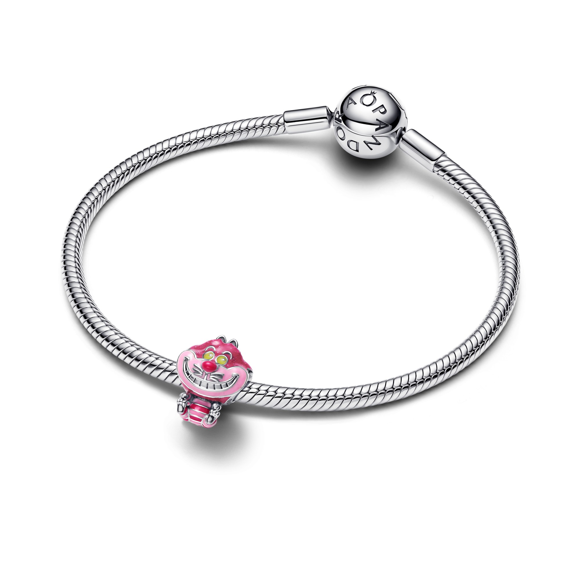 Pandora Disney Alice im Wunderland Grinsekatze Charm - Sterling Silber - Emaille Pink – Ansicht 2