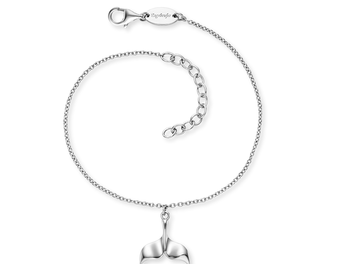 Silbernes Engelsrufer Armband mit rhodiniertem Delfin-Anhänger und verstellbarer Kette, perfekt für jede Gelegenheit und stilvolle Akzente.