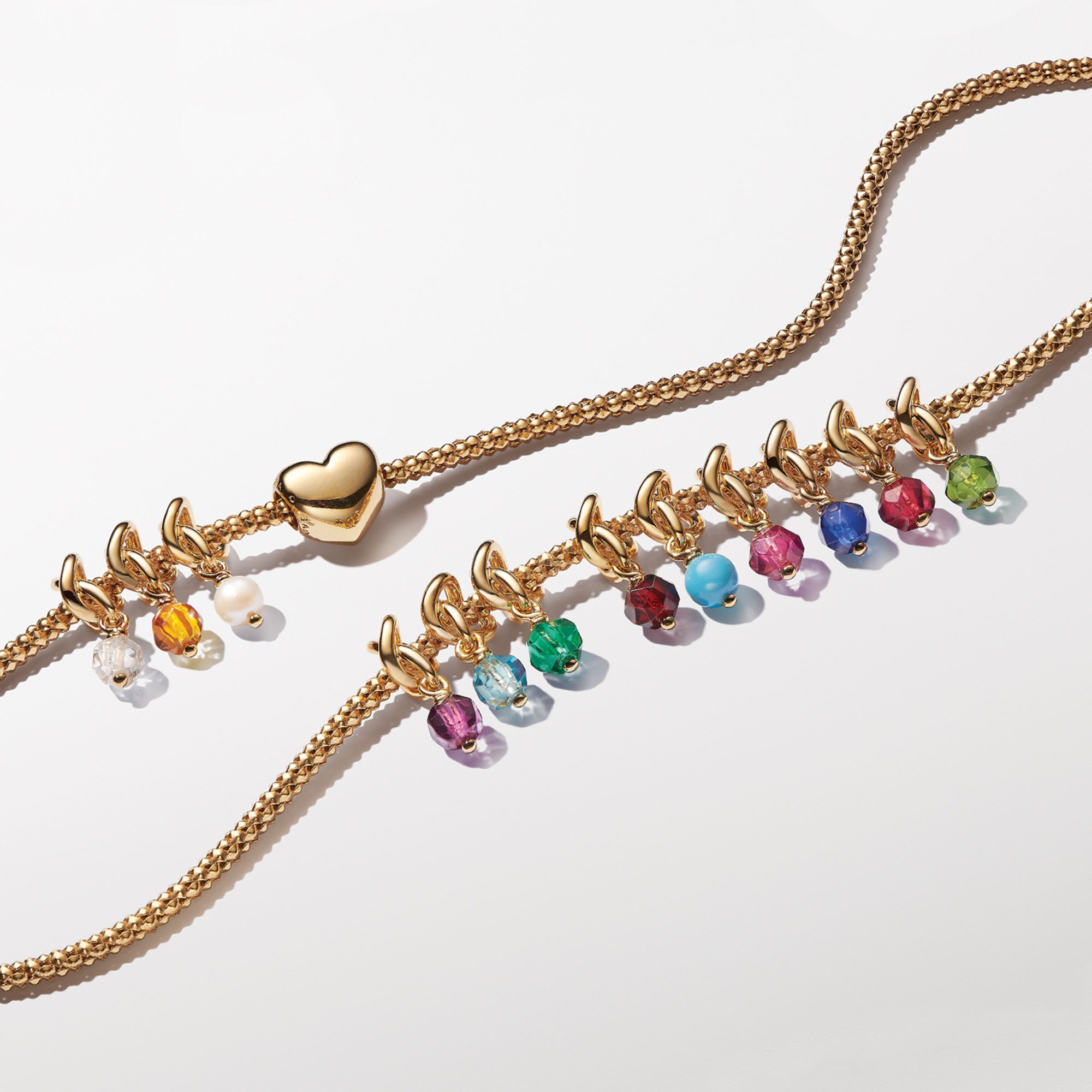 Pandora Gliederhalskette mit Nieten - Gelbgold Vergoldung - 45 cm – Ansicht 3