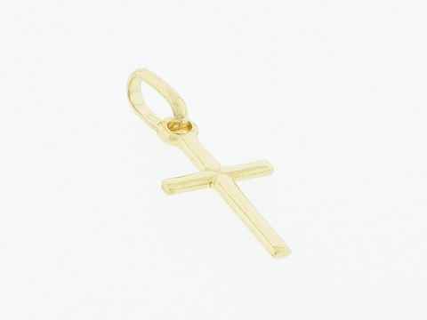 Gold Anhänger Kreuz aus 333 Gold, zart und klassisch, mit einer Größe von 1,5 cm. Hergestellt von Juwelier Harnisch. Ideal als edles Schmuckstück für besondere Anlässe.